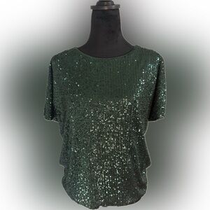 H&M Sparkling Emerald Sequin Blouse